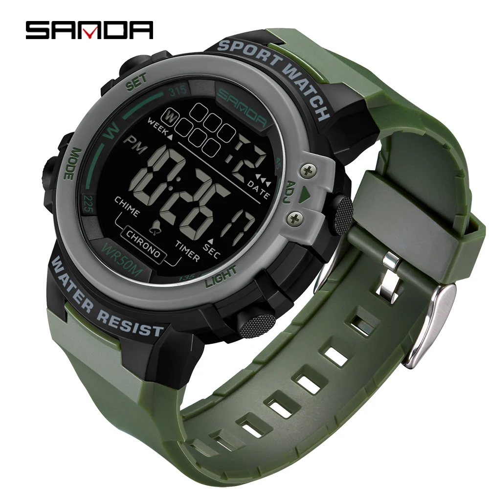 

SANDA Fashion G Style Sport Men's 5Bar Waterproof Outdoor Montre Alarm Clock Fashion Digital Wristwatches Relogio Masculino