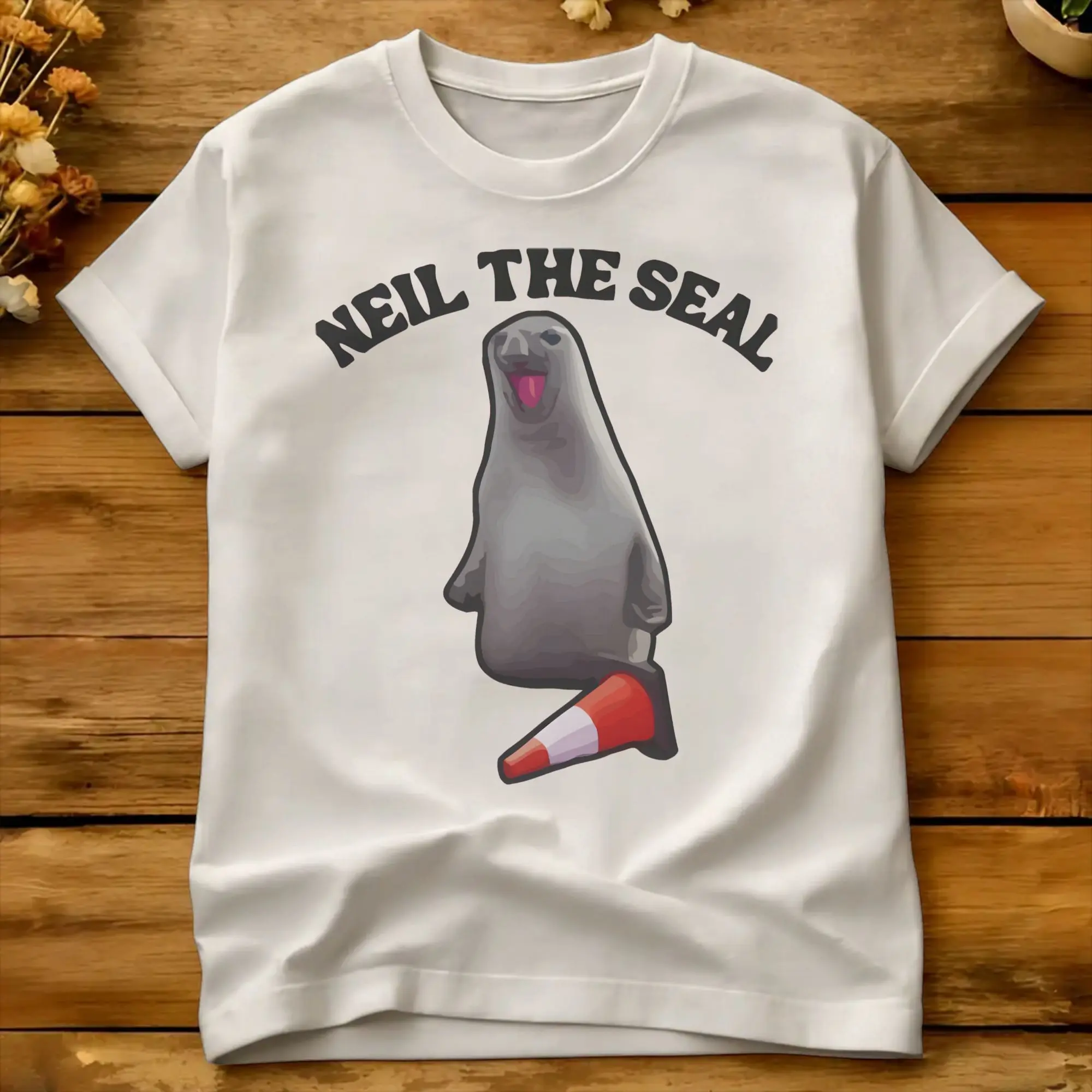 Vintage T Shirt Beach Neil The Seal Leisure T Shirts  Cotton Tshirt for Mens Y2K Basic Short Sleeve Tees