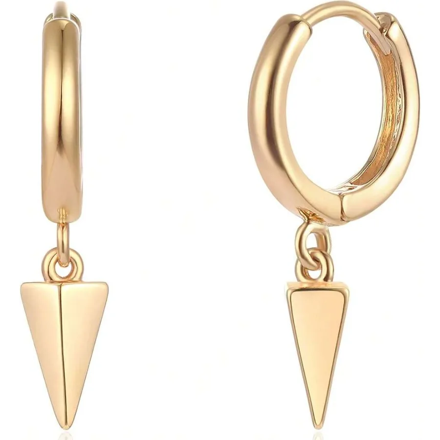 

Women's Gold Exquisite Dangle Earrings 14K Gold Plated Exquisite Cute Geometric Triangular Cone Dangle Earrings