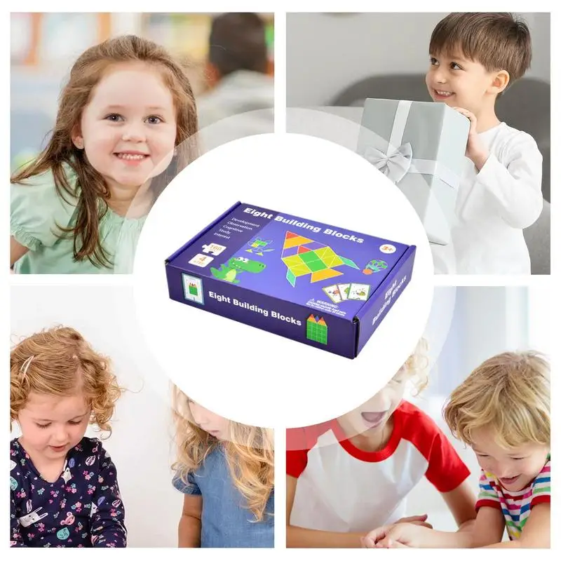 บล็อกรูปแบบไม้ชุดปลอดภัยบล็อกไม้หลากสีของเล่นเกมสร้างสรรค์เดสก์ท็อป