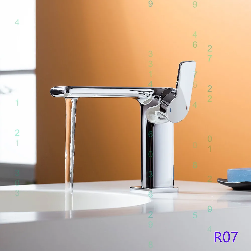 Modern Minimalist Basin Faucet Cold Hot Dual Control Bathroom Sink Tap Brass Anti-Splash