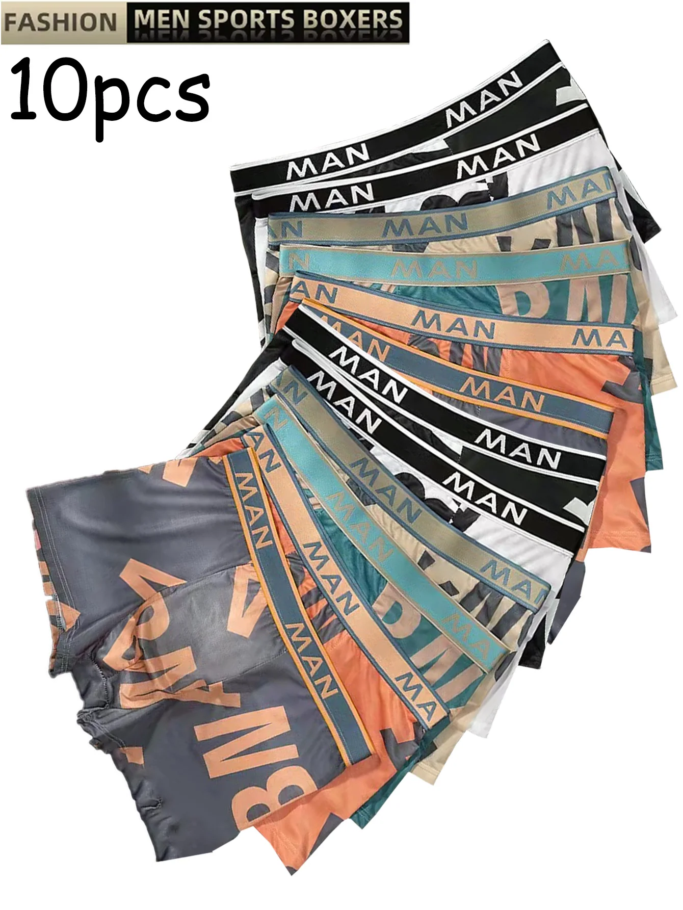 

12PCS Men's Underwear Boys' Boxing Fashion Letter Printed Underwear Comfortable and Breathable Men's Underwear Plus Size Shorts