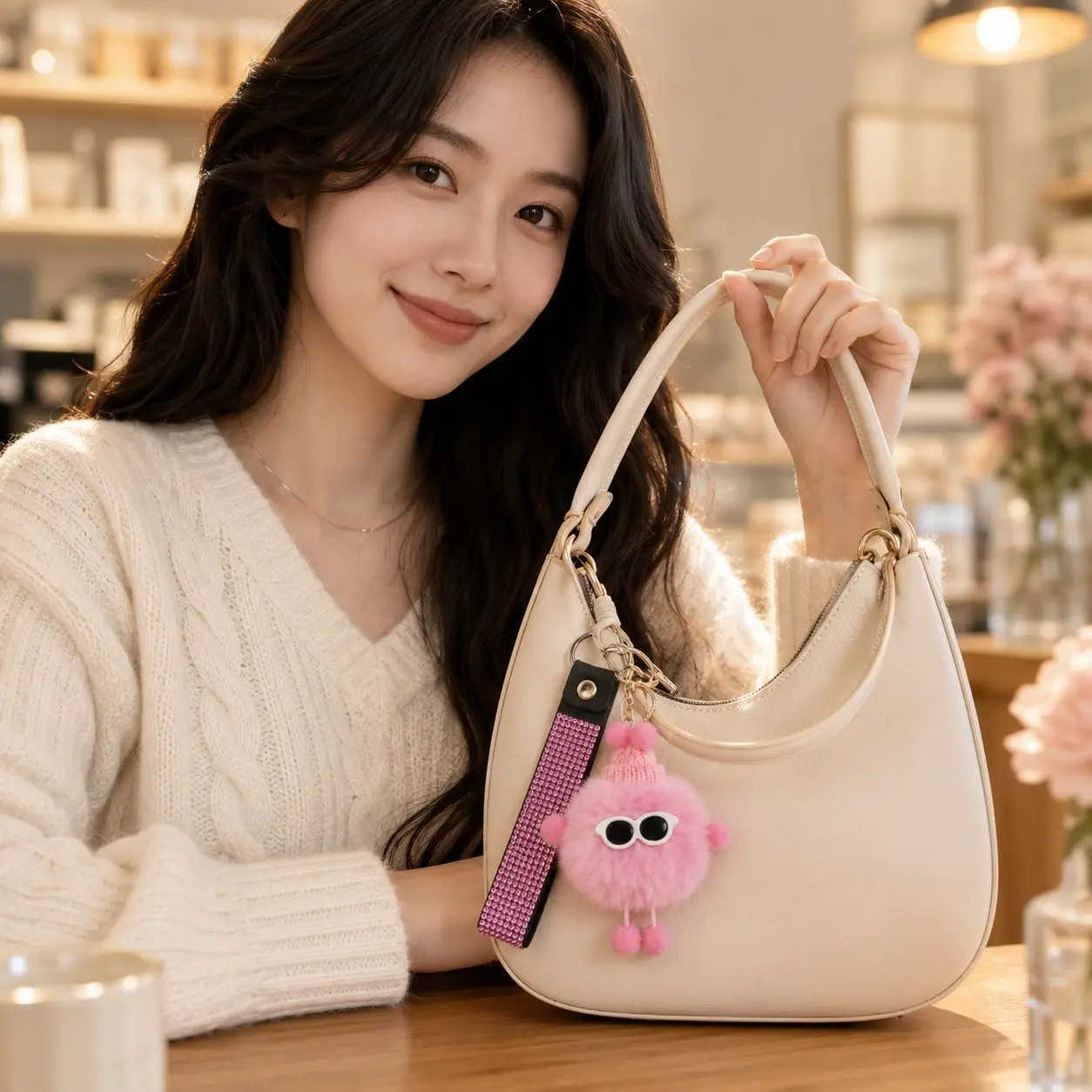 Popular Plush Briquette Wrist Strap Keychain Bag Pendant Multi-color Optional Creative Gift Accessories