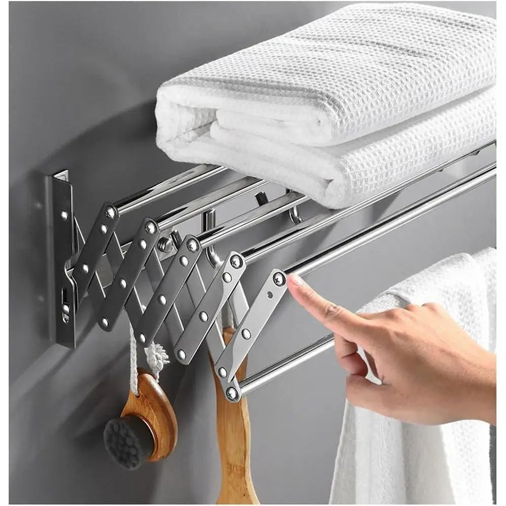 

Складная настенная сушилка для белья - серебристая, 60 см, для экономии места при развешивании одежды