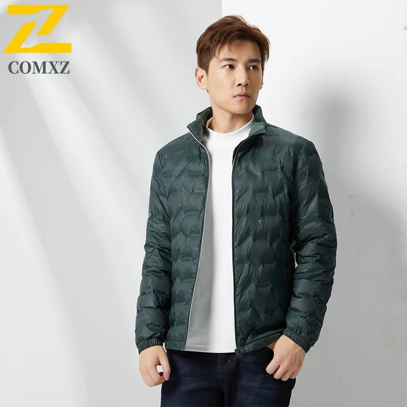COMXZ 2025 Winter Down Jacket Men Women 80% Duck Down Stand Collar Lightweight Jacket Sport Casual Ultra Warm Waterproof Coat