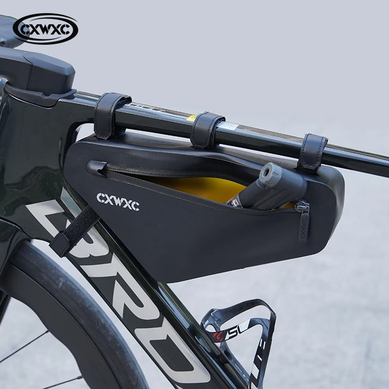 

Треугольная сумка для езды на велосипеде, вместимость 2,5 л, материал ТПУ, уплотнение на молнии, водонепроницаемая износостойкая сумка для хранения велосипеда