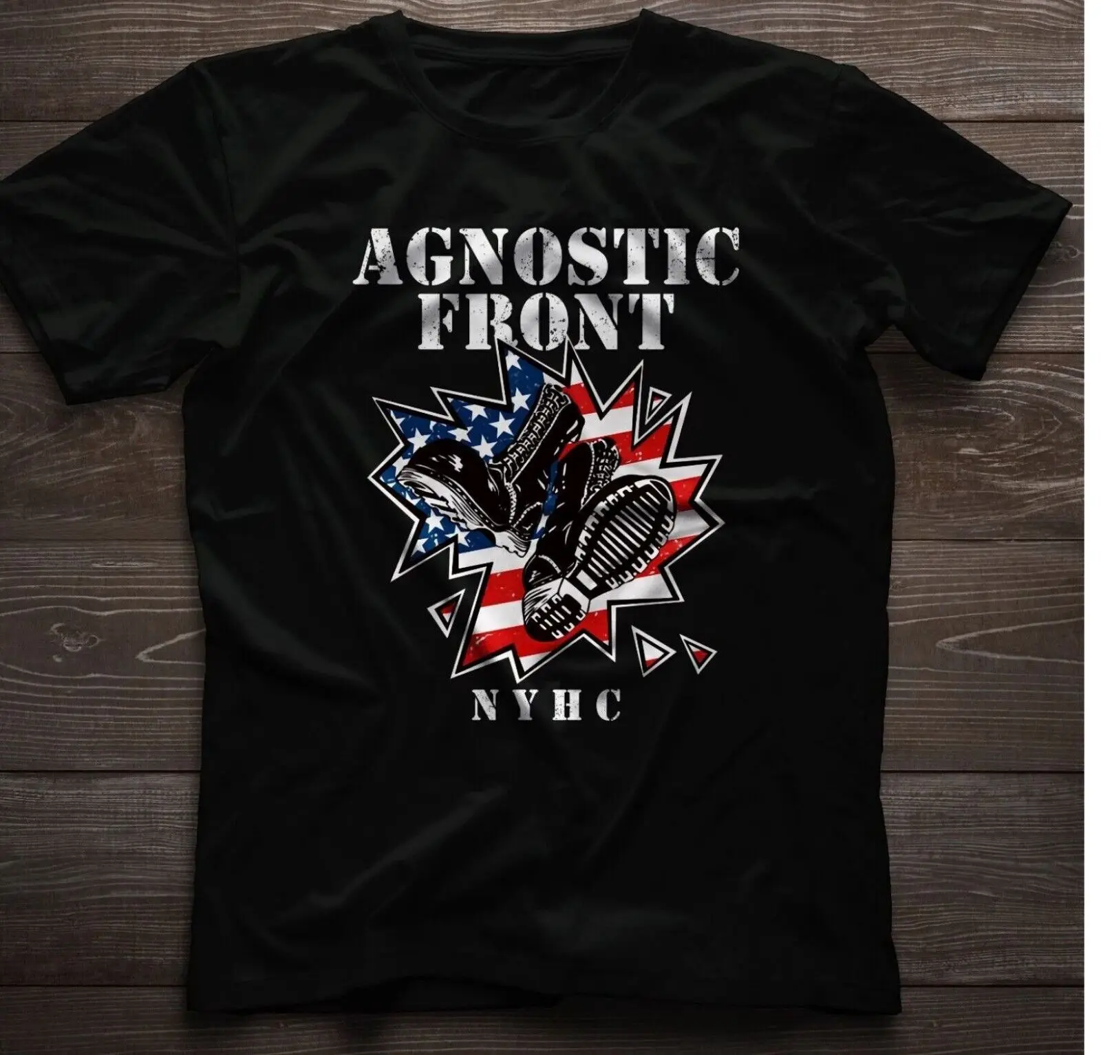 Agnostic Front NYHC American Flag Retro Unisex Vintage Tee T-Shirt