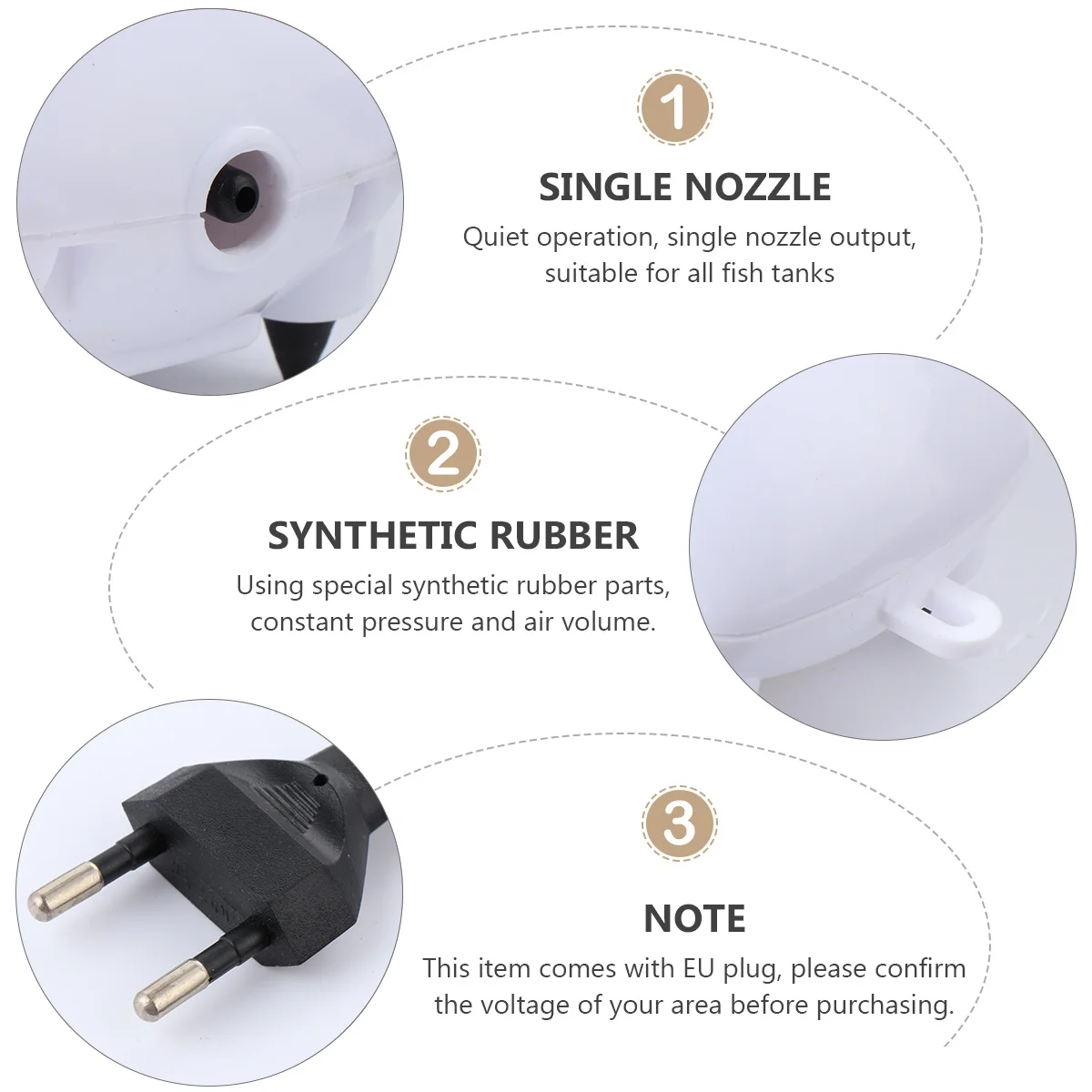 

Aquarium Air Pump 220-240V Silent Oxygen Aerator For Fish Tank Ultra-Quiet Air Compression Multi-Stage Noise Reduction