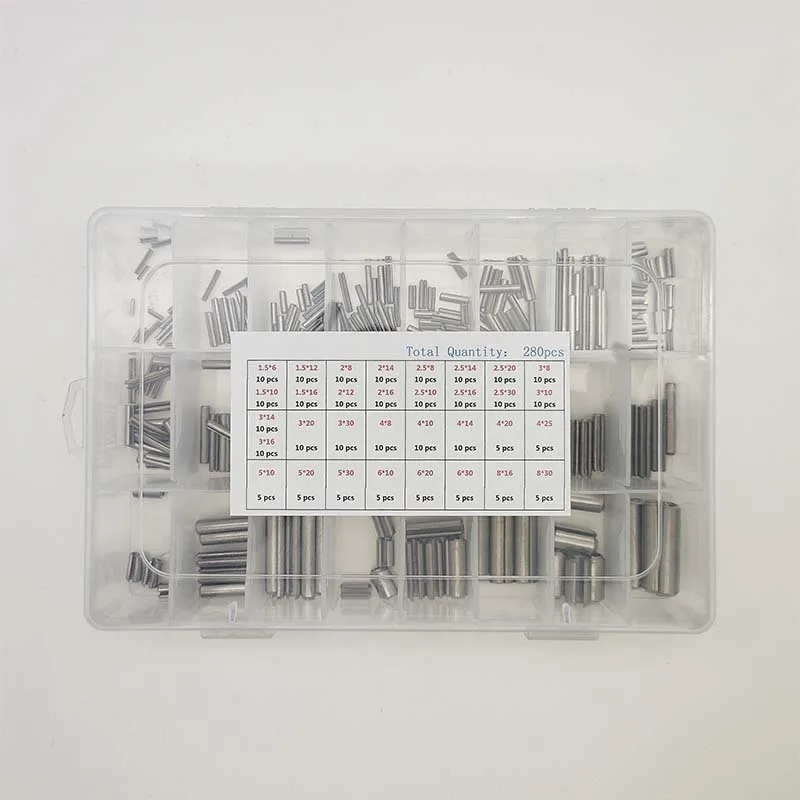 280pcs 304 Stainless Steel Elastic Split Cotter Pins Set 1.5mm-8mm Flexible Locating Spring Pin Kit For Machinery Assembly Tool