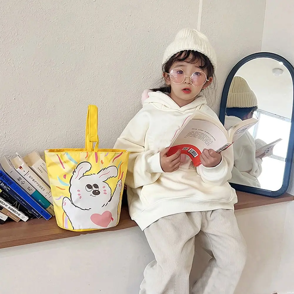 Cute Panda Cartoon Canvas Bucket Bag Cartoon Girl Cat Canvas Cat Shoulder Bag Strawberry Shopping Bag Ins Style Tote Bag Outdoor