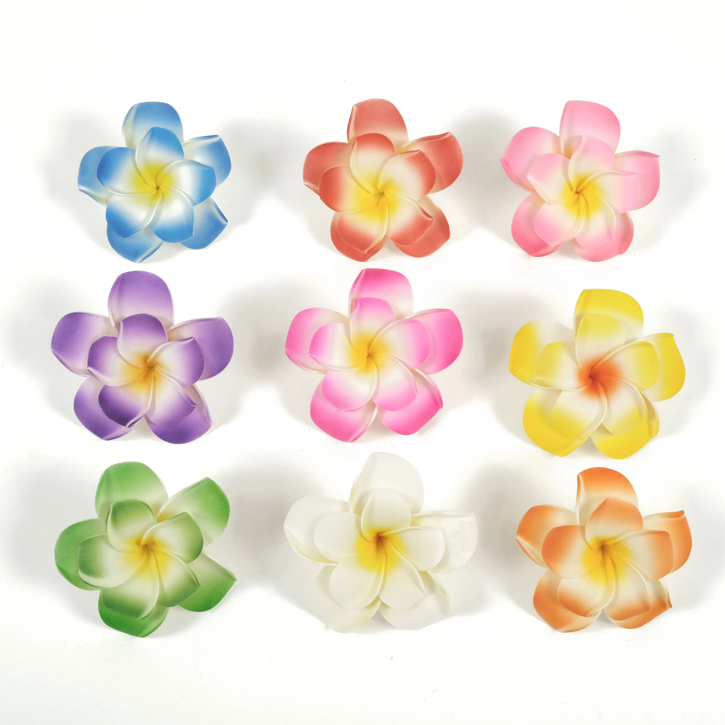 5/25P 9cm Hawaiian Frangipani Hairpin Bridal Decor Double Layer Frangipani Hairpin Foam Flower Hairclip Beach Wedding Ornagement