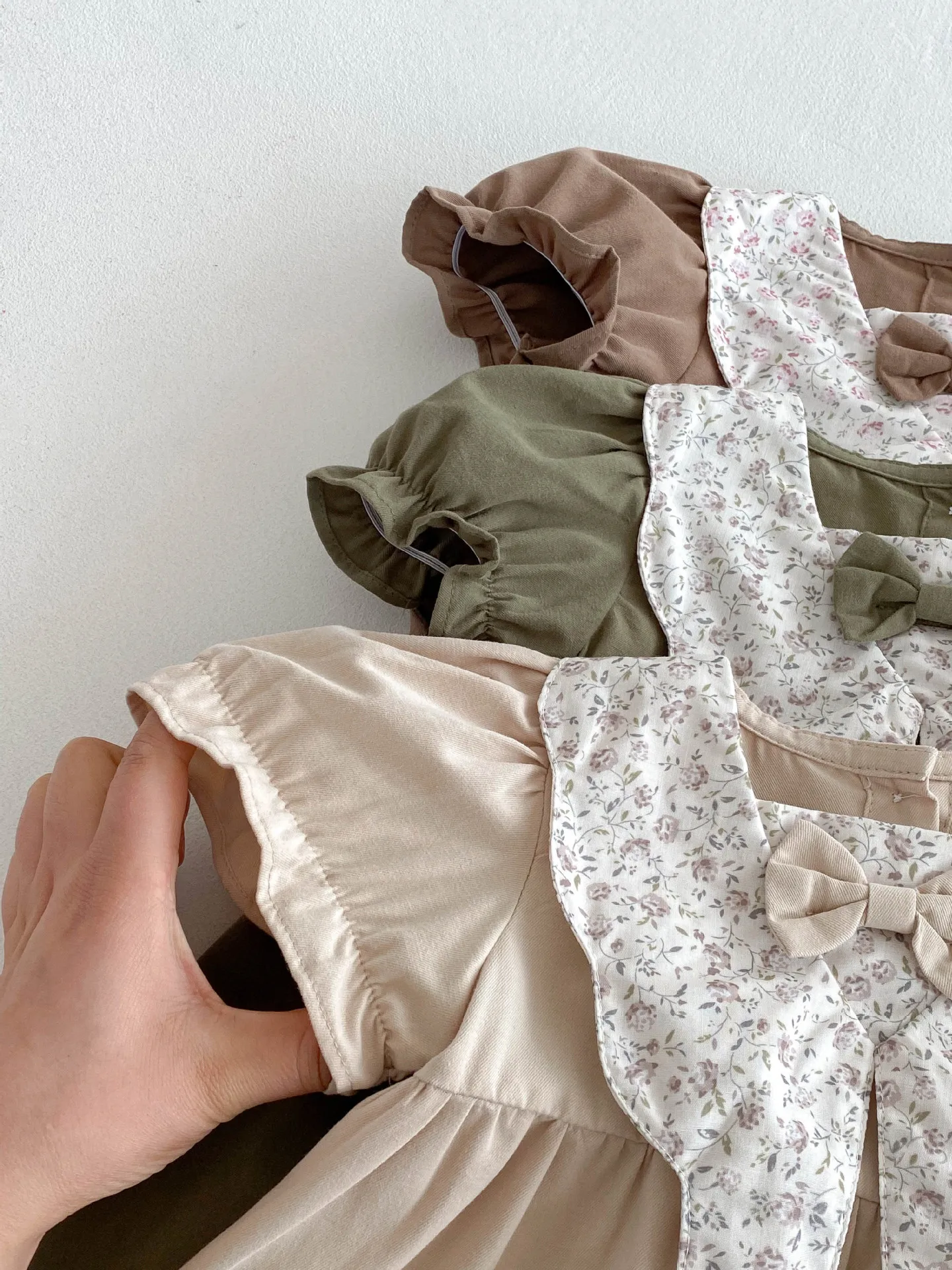 9m -4T ملابس الفتيات فستان أطفال بياقة زهرية للفتيات فساتين أطفال على شكل حرف A ملابس بناتي لطيفة