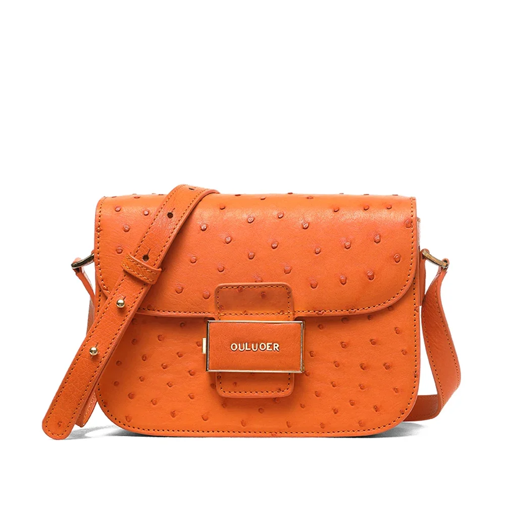 

ouluoer new fashion Ostrich leather Female bag fashion female flap Single shoulder bag leisure women ostrich bag