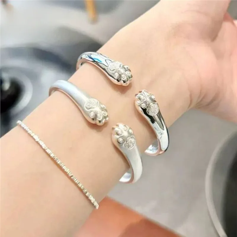 

Новый браслет «Лапа» в древнем стиле, «Мир и радость», полностью из серебра 999 пробы, открытый