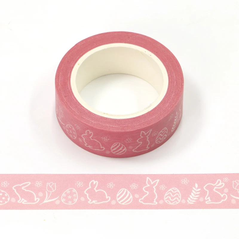 NEW Spring 10PCS. Decor Pink Rabbit and Easter Egg Washi Tapes Scrapbooking Journaling Adhesive Masking Tape Cute Papeleria