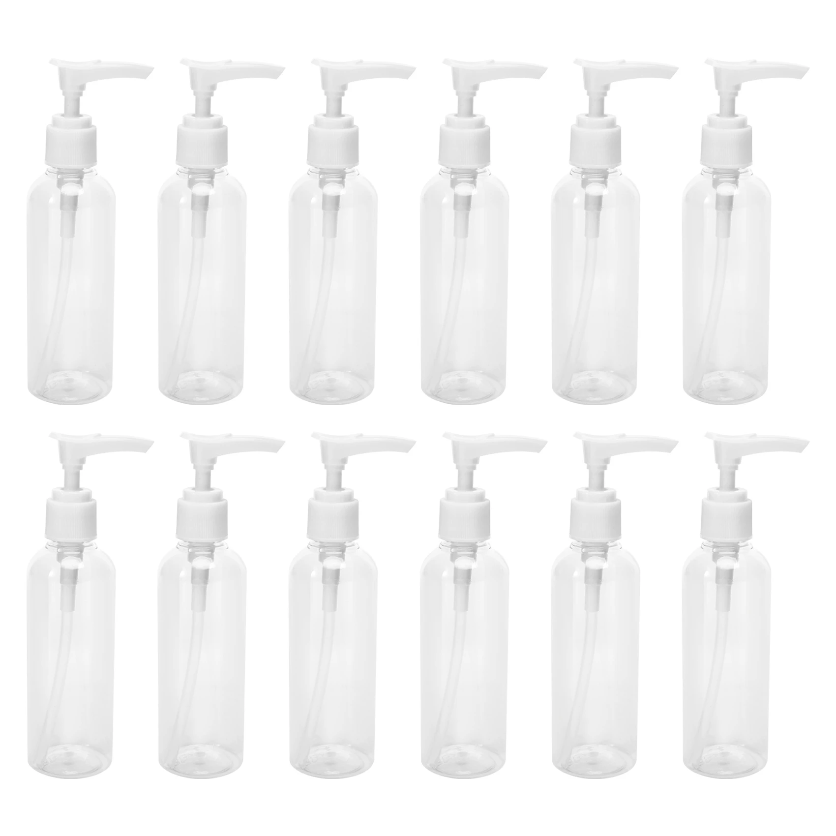 Hot sale 12 Pack 3.4Oz/100Ml Transparent Travel Bottles Pump Bottle Lotion Dispenser Bottle for Water, Massage Oil, Shampoo