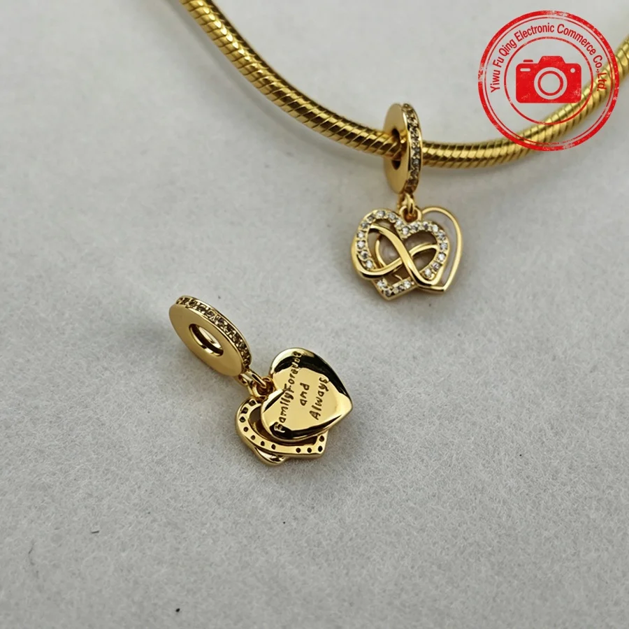 Sparkling Golden Charms Snowflake North Star Paris Eiffel Tower Moon Leveled Hearts Beads Leveled Hearts DIY Women Jewelry Gifts