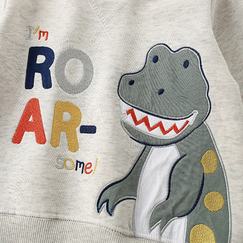 Jumping Meters 2-7T Dinosaurs Girls Sweatshirts Girls Cute Toddler Kids Clothing Autumn Spring Sport Baby Hooded Shirts