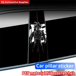 Pegatinas de GOKU para coche, protector solar divertido de Anime, cubierta de columna central automática, accesorios de decoración de arañazos, impermeable, Pilar B, bricolaje