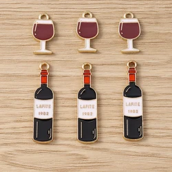 10pcs Cute Enamel Drink Red Wine Cup ﻿Charms Pendants for Drop Earrings Necklaces Bracelet DIY Crafts Jewelry Making Accessories