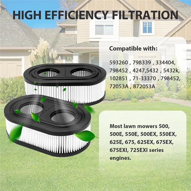 A03F-3Pack 593260 Air Filters & 491055 Spark Plug For 550E 575EX Series Engines,Includes Lawn Mower Spark Plug Rc12yc 491055T