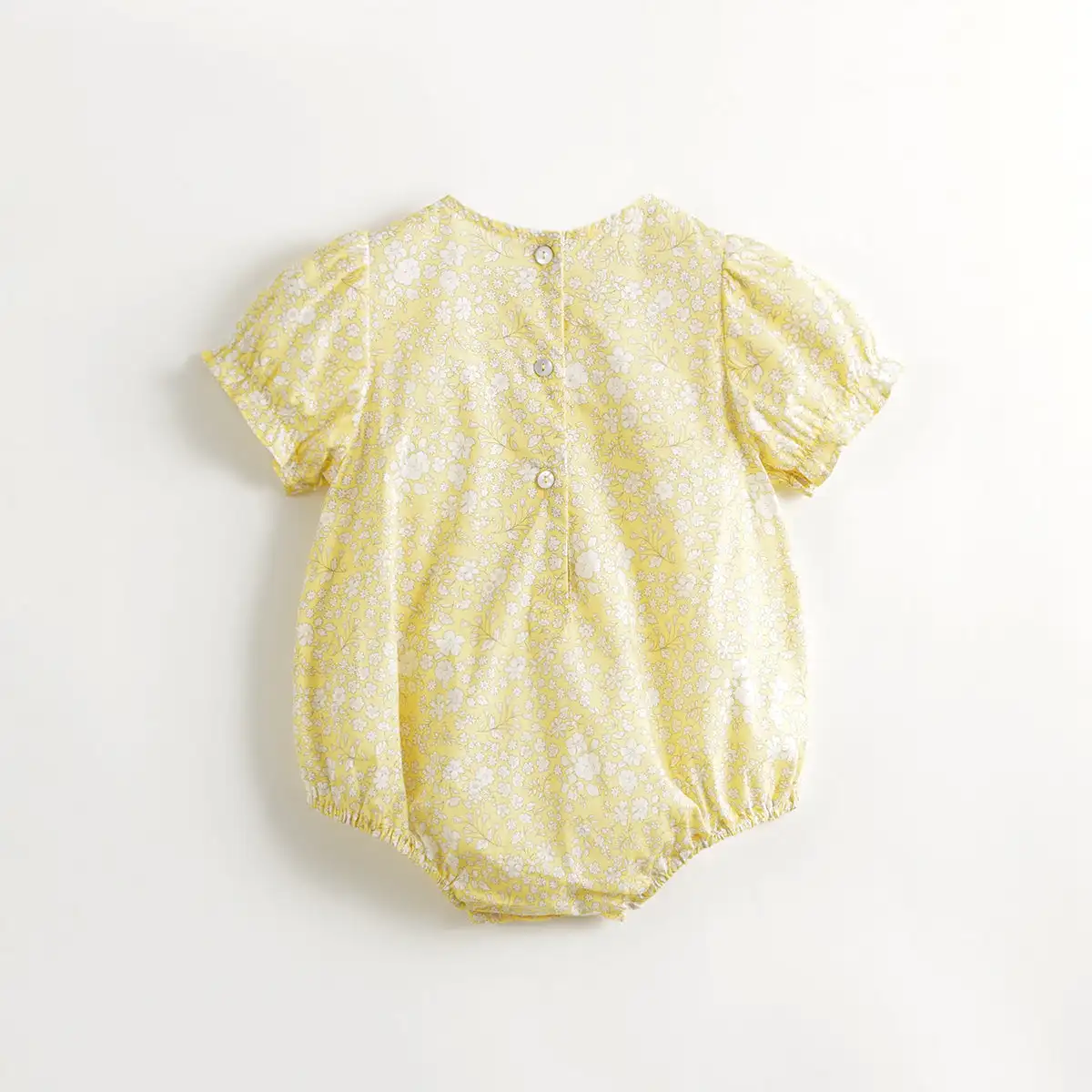 MARC&JANIE Baby Girls Summer Flower Bubble Sleeve Bodysuit Baby Huggies for Summer 240709