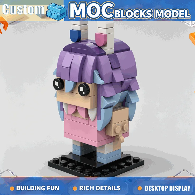 154PCS Cute Purple Bunny Rabbit Girl Figure Model Custom Building Blocks DIY Assembly Creative Educational Birthday Gift Display