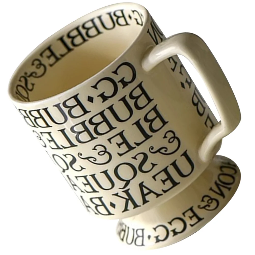 

Vintage Style Ceramic Coffee Mug Letter Print Thick Base Tea Cup for Home Office Ceramic Cup Porcelain Water Mug