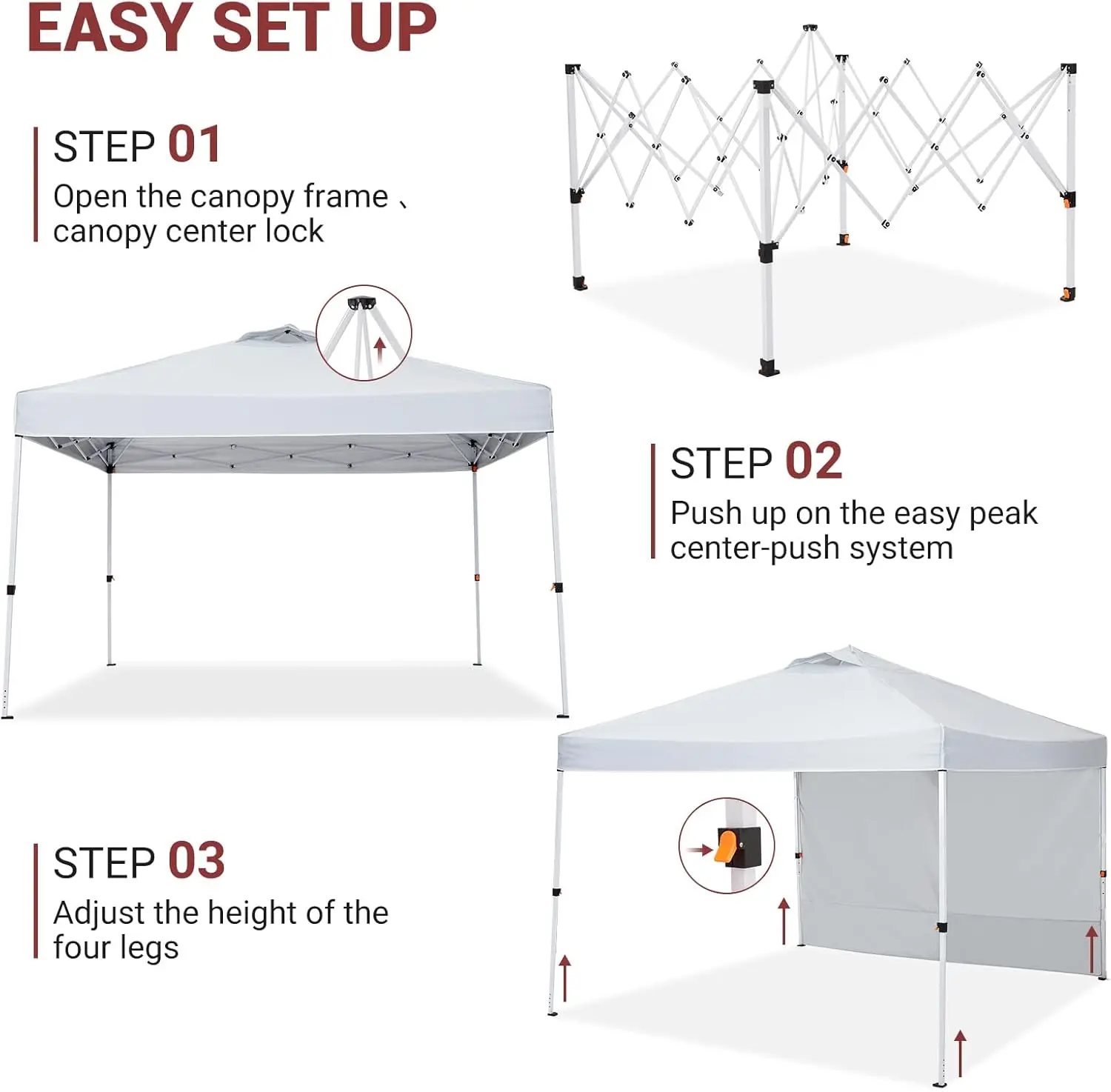 

Легкосборная палатка-шатер 10x10 футов с установкой одним нажатием – водонепроницаемое уличное укрытие