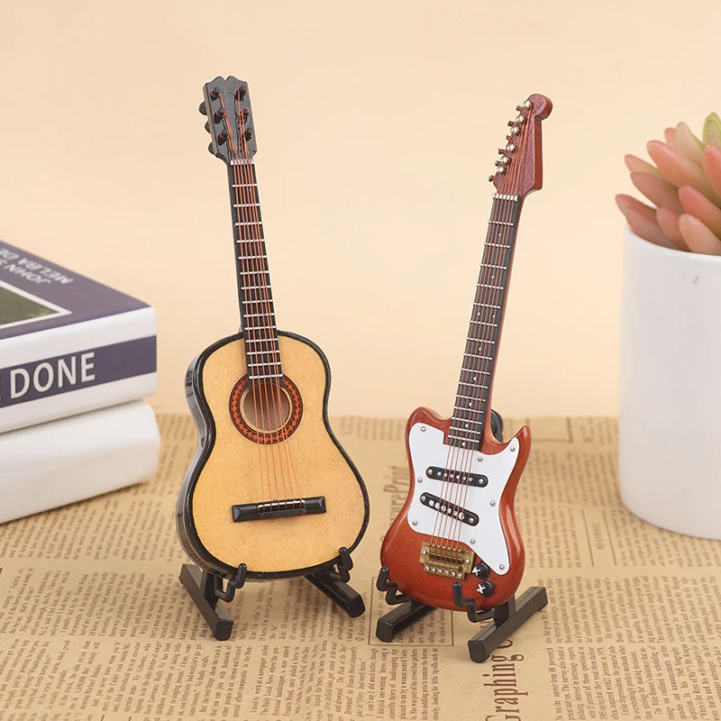 Dollhouse Guitar Miniature Musical Instrument Ornament Dollhouse Model Gift for Children Photo Props House Model