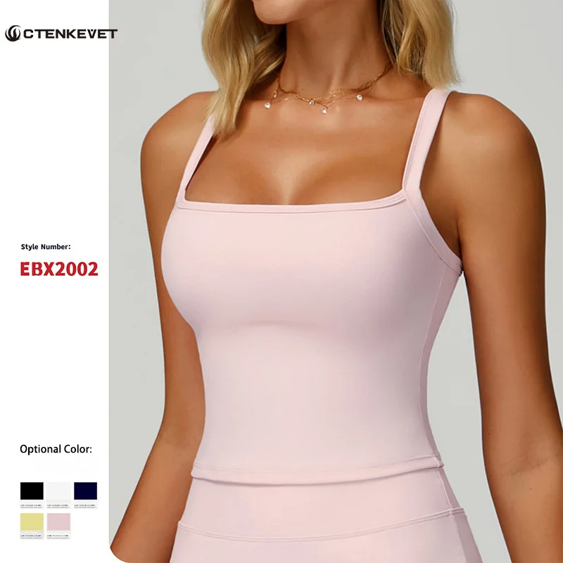 

Ctenkevet Summer Sleeveless Double Strap Push Up Women's Yoga Vests Backless Slimming Sports Tank Top Female Gym Quick-Dry Top