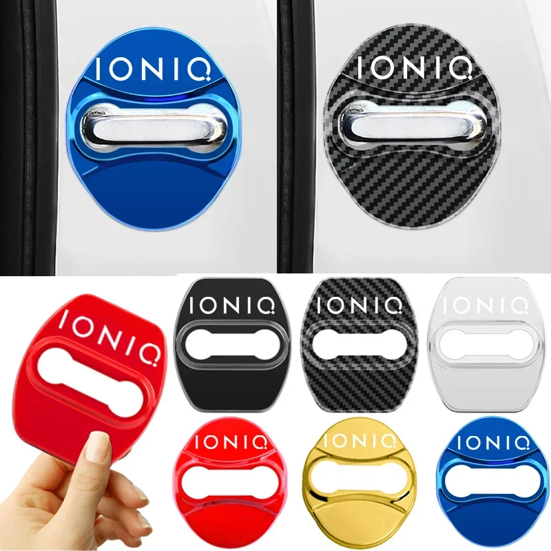 4Pcs Metal Car Door Lock Cover Protective Buckle Stickers for Hyundai IONIQ Logo 2019 Auto Anti Rust Case Shell Accessories