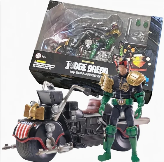 Genuine Hiya 1/18 Action Figure Judge Dredd Model The Alien Crocodile Mercenary Craig Statue Flame Judge Miniature Model Toys