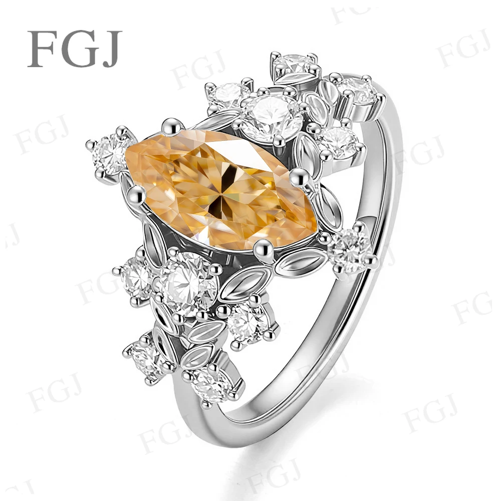 925 Sterling Silber Moissanit Jubiläumsringe für Frauen Marquise-Schliff Ehering für Freundin Versprechensring Feiner Schmuck – Detail 10