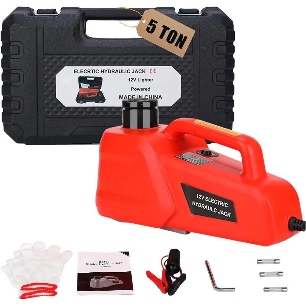 

Электрический домкрат для автомобиля 5 тонн/11000 фунтов, 12В, легкий гидравлический подъемник для авто с регулировкой высоты 6.1-17.7 дюймов, для ремонта внедорожников, седанов, грузовиков или шин