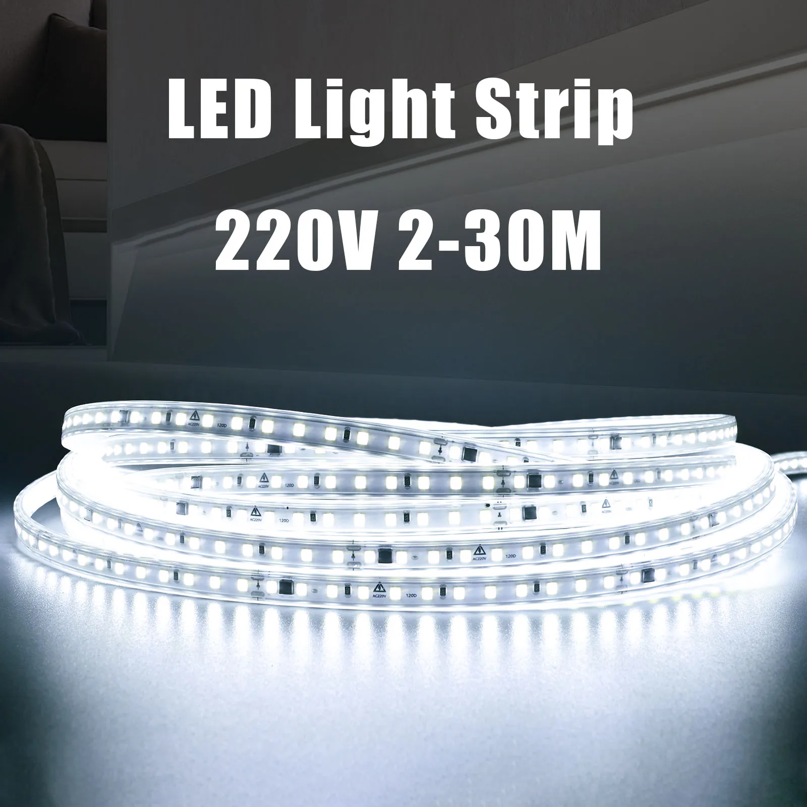 LED-Lichtleiste, AC 220 V, wasserdicht, weiß, warmweiß, flexibles LED-Band für Küchenschrank unter der Thekenbeleuchtung