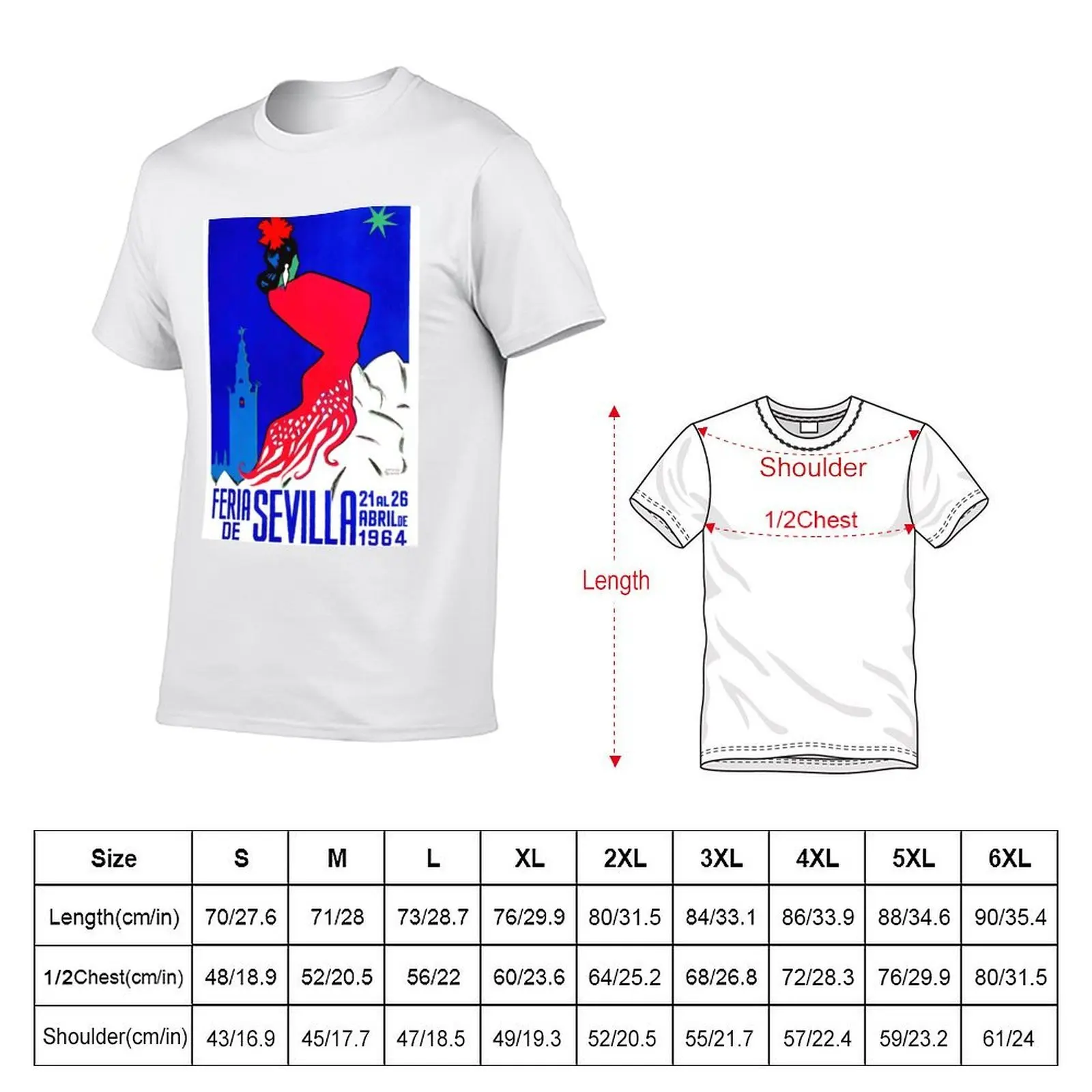 Spain 1964 Seville April Fair Poster T-Shirt t shirts for man cotton man tshirt man t shirts graphic T-shirt