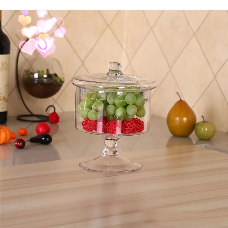 European Glass Jar Transparent Candy Storage Living Room Desktop Display Box Multi-purpose Tools Home Decoration New