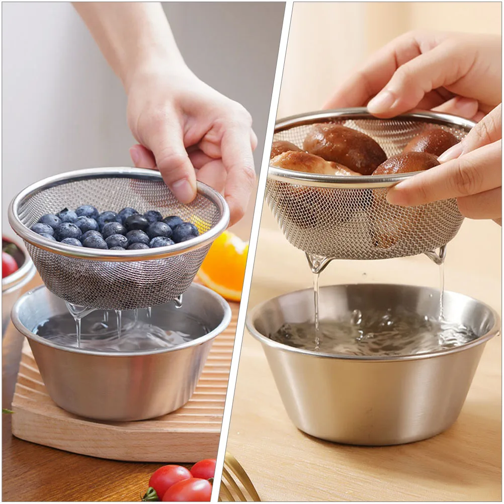 

Stainless Steel Vegetable Fruit Washing Basin Fine Mesh Colander Strainer Bowl Multi-functional Kitchen Drainage Basket