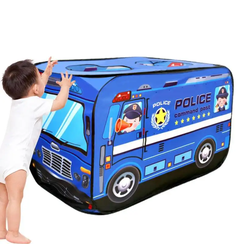 Foldable Tent For Kids Car Interactive Playhouse Tent Quick Set Up Indoor Outdoor Game With Roll-up Door Pretend Toys For Girls