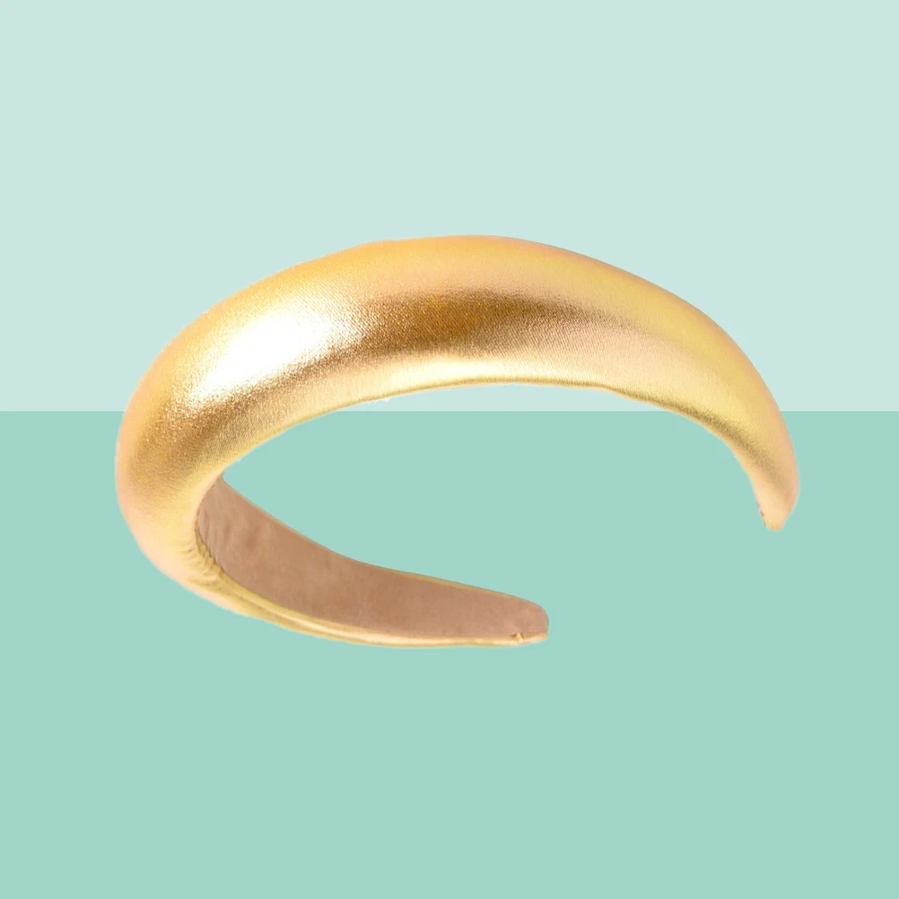 

Wide Headband for Women Girls Golden Solid Color Sponge Hair Band Simple Headwear Day Headdress Hair Band