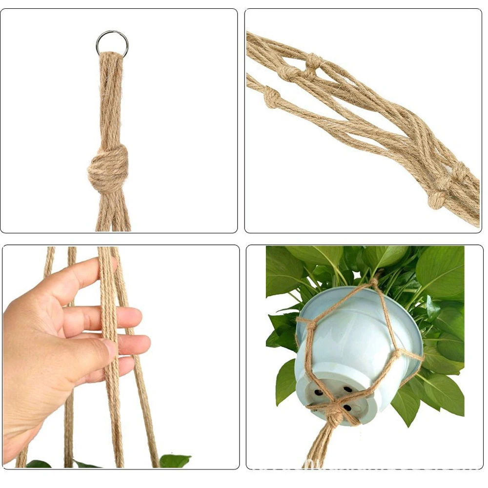 Criativo planta cabide corda tecido jardim vaso de flores net pendurado vaso de flores decorações do jardim varanda acessórios