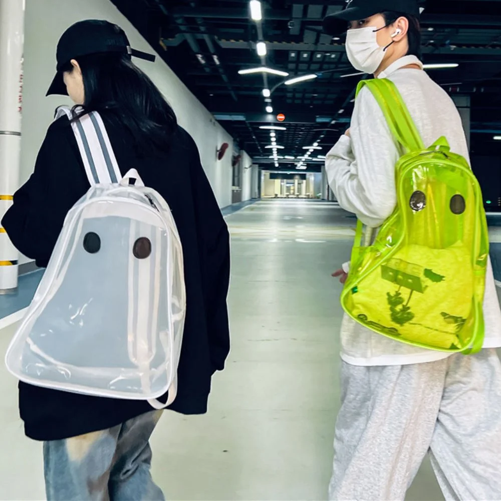 Dots Students Transparent PVC School Bag Zipper Candy Color Halloween Ghost Clear Backpack Waterproof Handbag