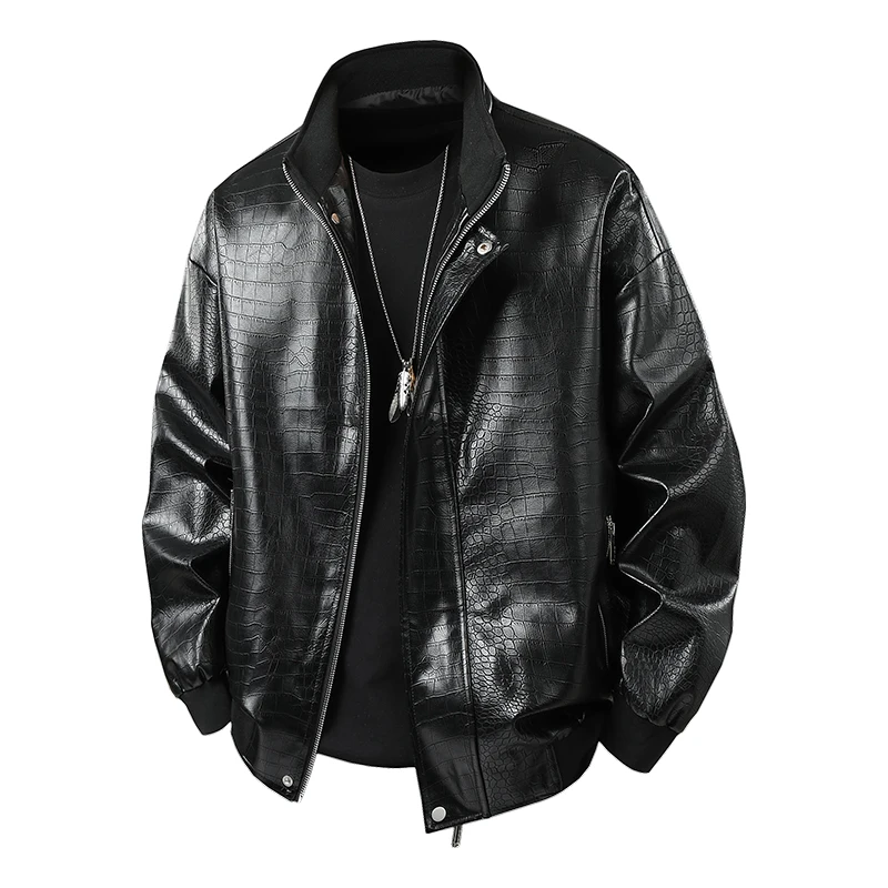 Men's High-Quality Waterproof PU Jacket Comfortable Versatile Jacket Men Fashion Trend Windproof Casual Pu Leather Jacket