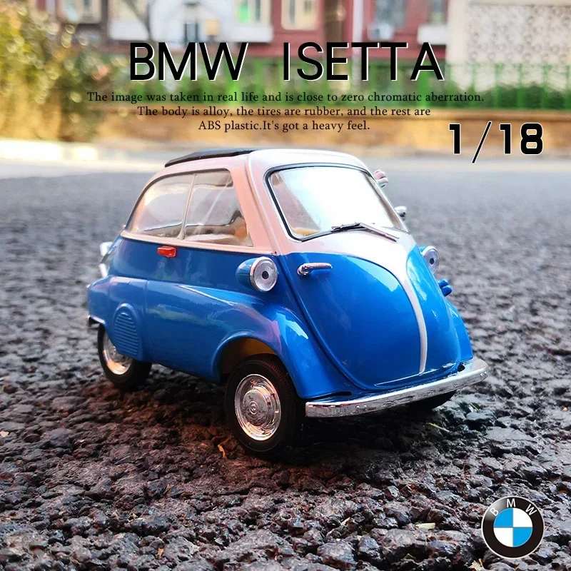 WELLY 1:18 BMW Isetta Egg Alloy Classic Car Model Diecasts Metal Toy Retro Mini Car Model Simulation Collection Childrens Gifts