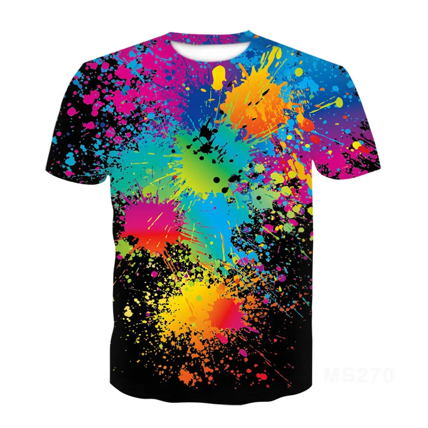 Summer Short Sleeve Men\'s T-shirt Men Fashion Casual Breathable Tee Top 3d Printing Color Graffiti Graphic T Shirts Streetwear