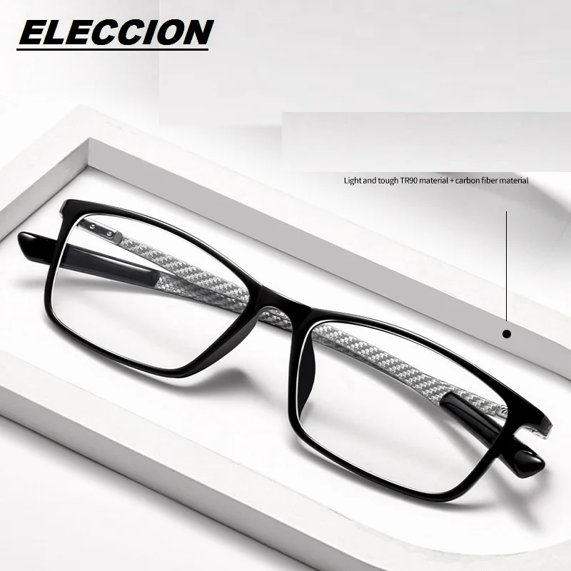 

ELECCION Fashion Ultra lLight Carbon Fiber TR90 Glasses Women Luxury Retro Square Optical Prescription Men's Eyeglasses Frame