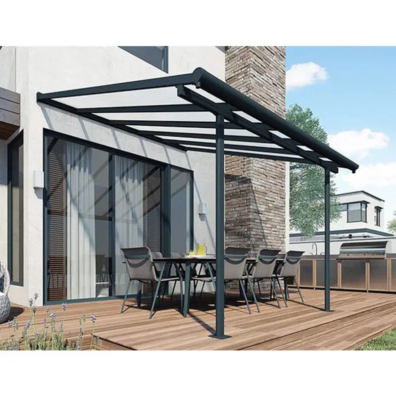 Heavy Duty Polycarbonate Awning Door Canopy Outdoor Sunshade Rain Shelter UV-Resistant Roof for Residential Commercial
