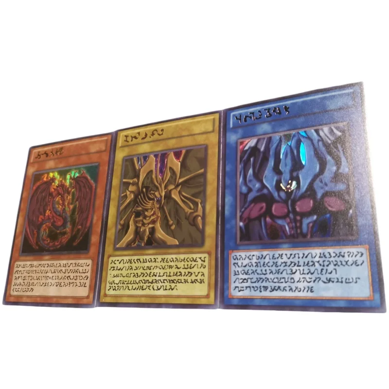 Tarjeta flash de 3 hojas Yu-Gi-Oh! Animales Sagrados Raviel El Señor de Fantasmas Uria Searing Flames Diy Figuras de juguete de acción Colección de juegos