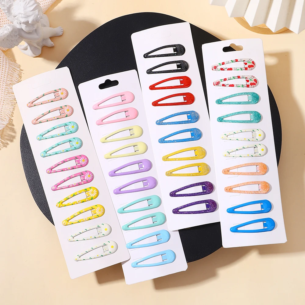 10Pcs/set Kids Colorful Dopamine Hair Clip for Girl Water Drops Bangs Clip Spinki do włosów Baby Broken Hair BB Clips Nakrycia głowy Hurtownia